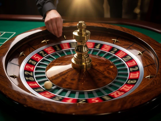 Drehender Live-Roulette-Kessel mit silberner Kugel auf gr&uuml;nem Filz im HD-Studio des V.Vegas Live Casino